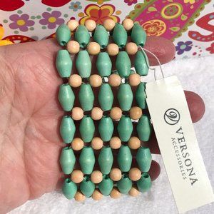 Boho Wood Bead Tribal Ethnic Stretch Bracelet